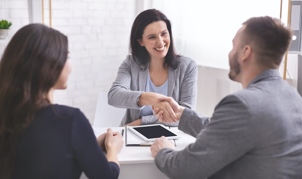 Businesswoman and clients having a discussion